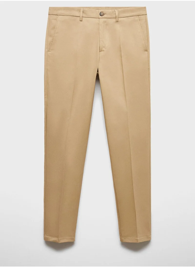 Mango Man Slim Fit Pleated Trousers