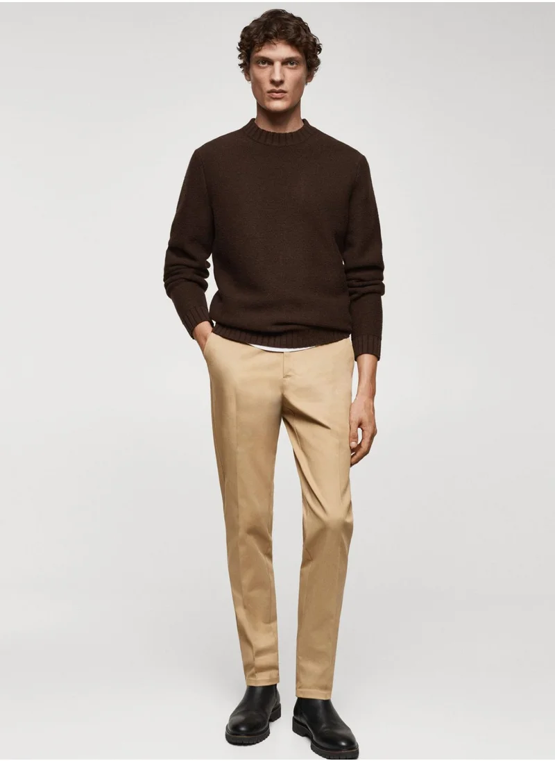 Mango Man Slim Fit Pleated Trousers