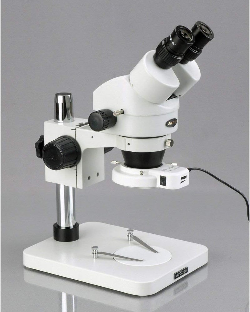 AmScope AmScope SM1BSX64S Professional Binocular Stereo Zoom Microscope WH10x Eyepieces 35X45X Magnification 07X45X Zoom Objective 64Bulb LED Ring Light Pillar Stand Includes 05x Barlow Lens  - Image 2