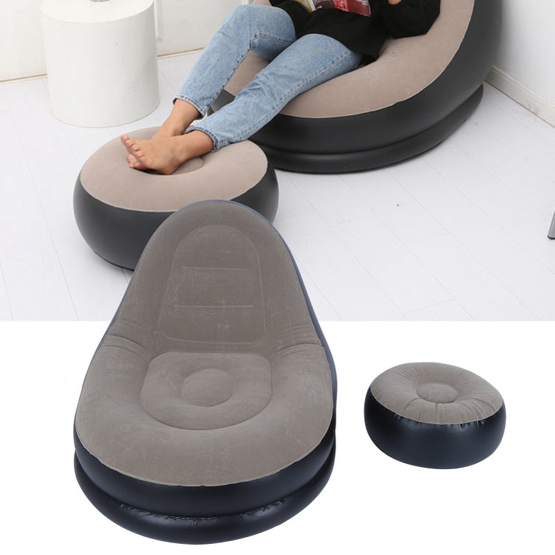 Modern Inflatable Folding Recliner Sofa Chair with Footstool for Living Room Balcony Garden - Image 4