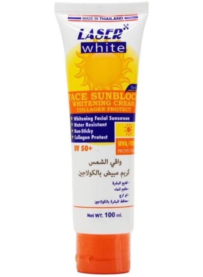 Laser White Sunscreen with UV 50+ and Collagen Whitening Cream, 100ml - Image 1