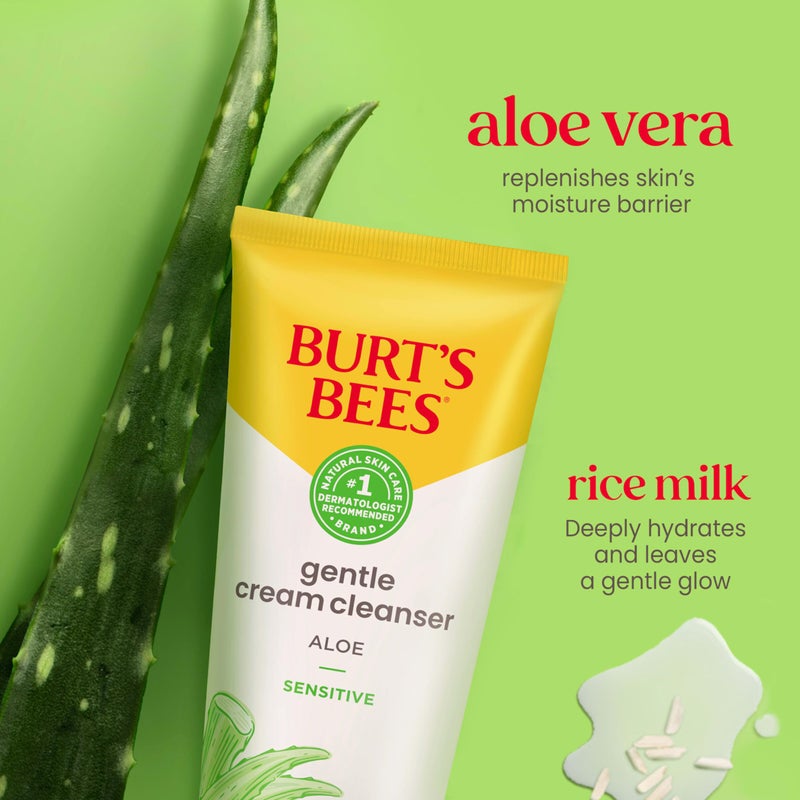 Burt's Bees Gentle Cream Cleanser with Aloe for Sensitive Skin, 98.9% Natural Origin, 6 Ounces - Image 4