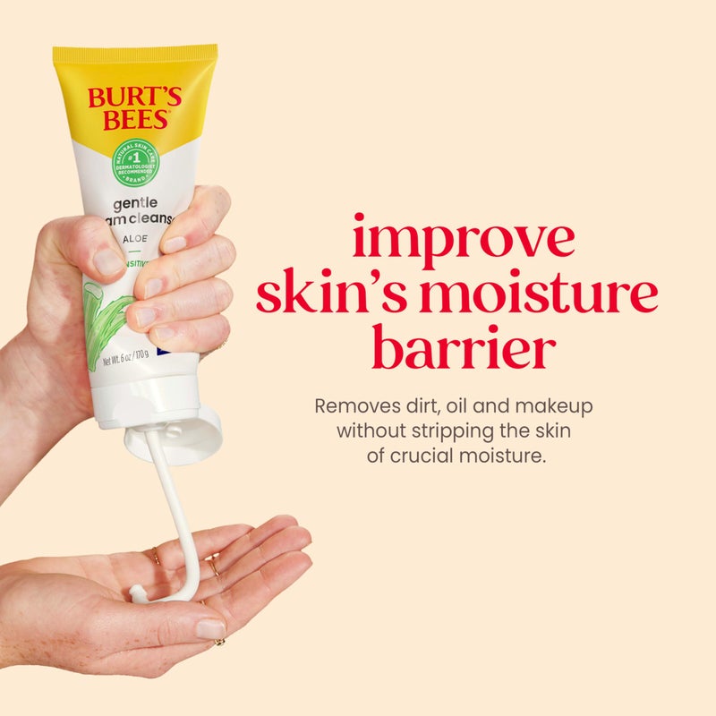 Burt's Bees Gentle Cream Cleanser with Aloe for Sensitive Skin, 98.9% Natural Origin, 6 Ounces - Image 3