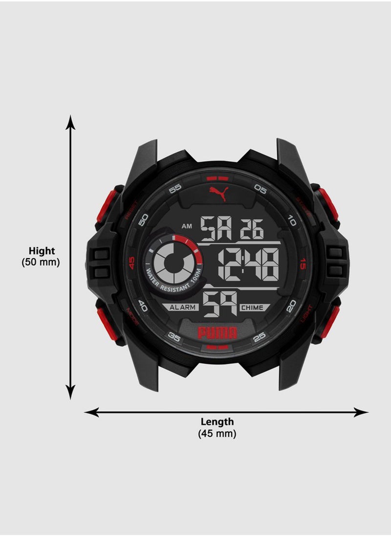 PUMA - PUMA Men's Digital Watch With Red Silicone Strap 5 ATM-P5042 - Image 1
