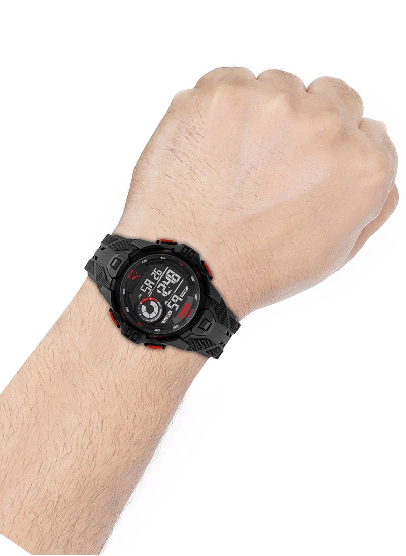 PUMA - PUMA Men's Digital Watch With Red Silicone Strap 5 ATM-P5042 - Image 1
