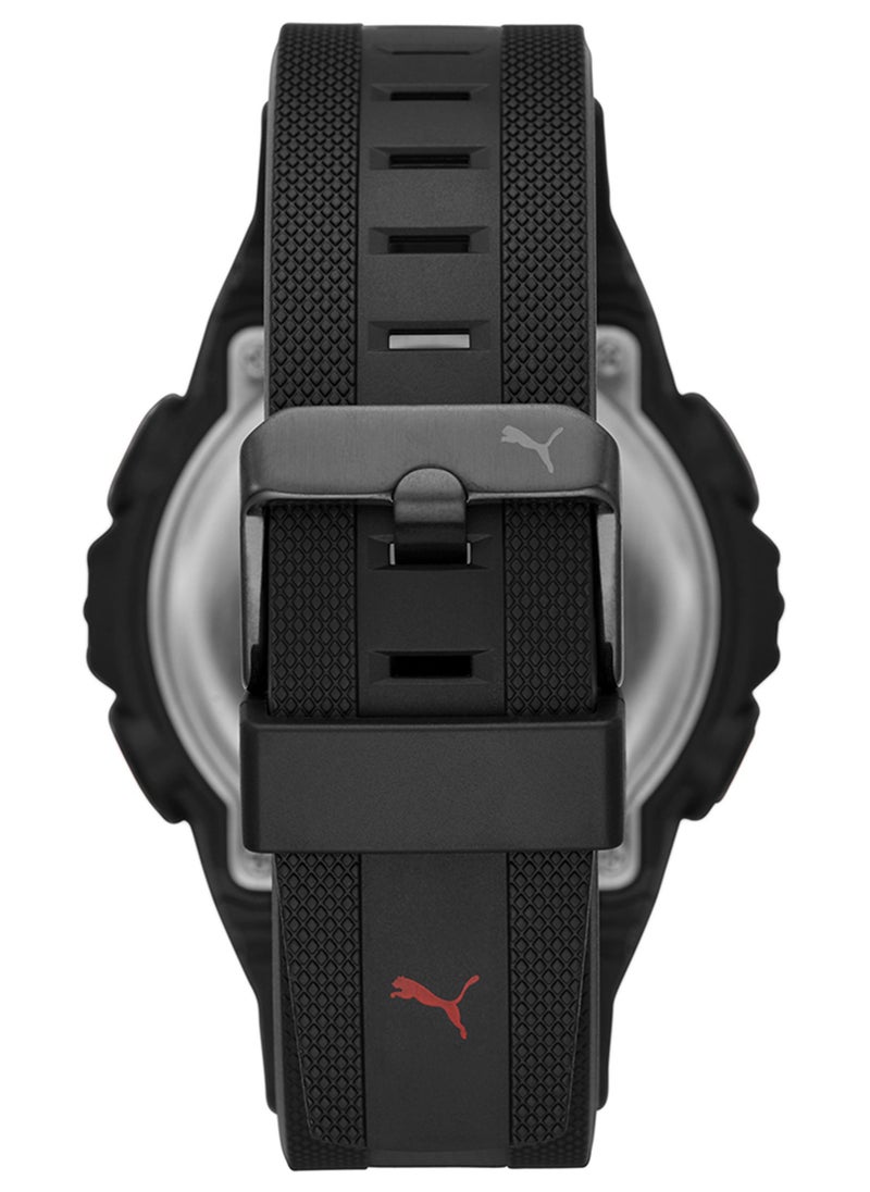 PUMA - PUMA Men's Digital Watch With Red Silicone Strap 5 ATM-P5042 - Image 1