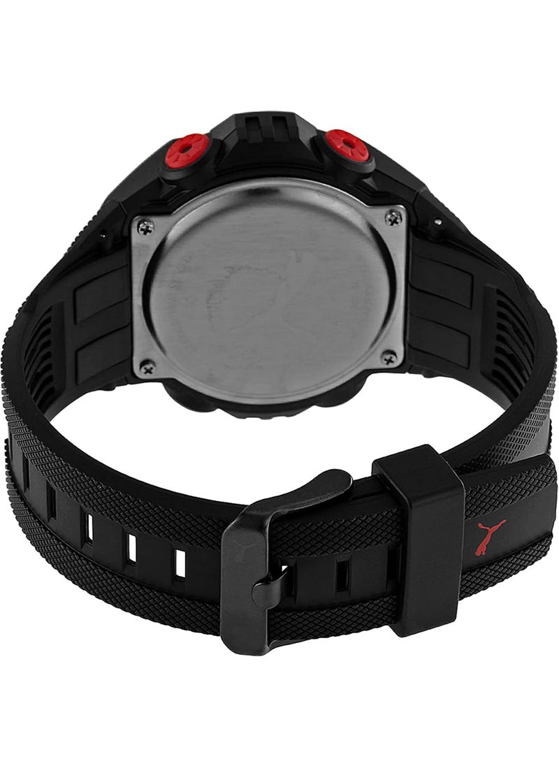 PUMA - PUMA Men's Digital Watch With Red Silicone Strap 5 ATM-P5042 - Image 1