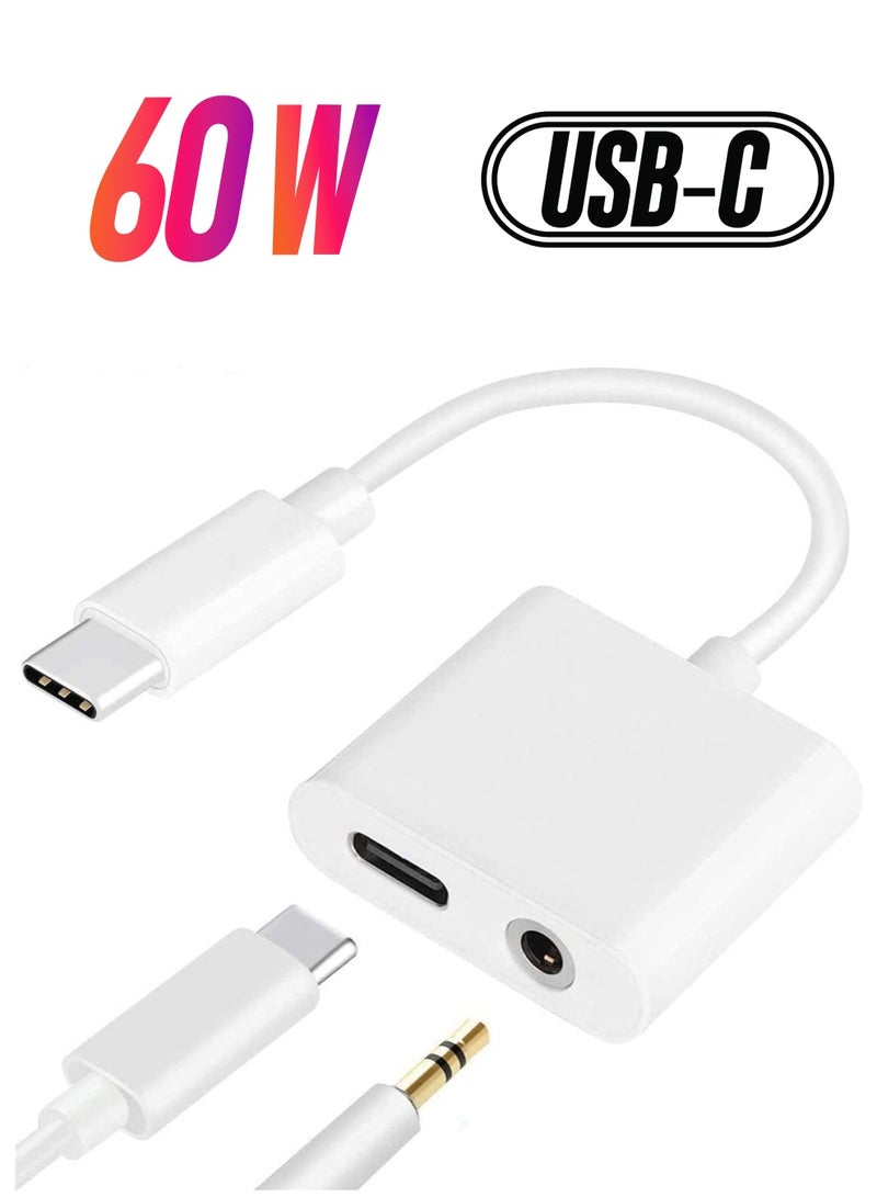 ELTRAZONE USB C to 3.5mm Headphone and Charger Adapter,2 in 1 USB C to Aux Audio Jack with PD 60W Fast Charging Dongle Fit with Galaxy S22 Ultra/S21 Ultra/S20/S20+ Ultra, Note 20/10,Pixel 5/4XL/3 XL/2XL - Image 1