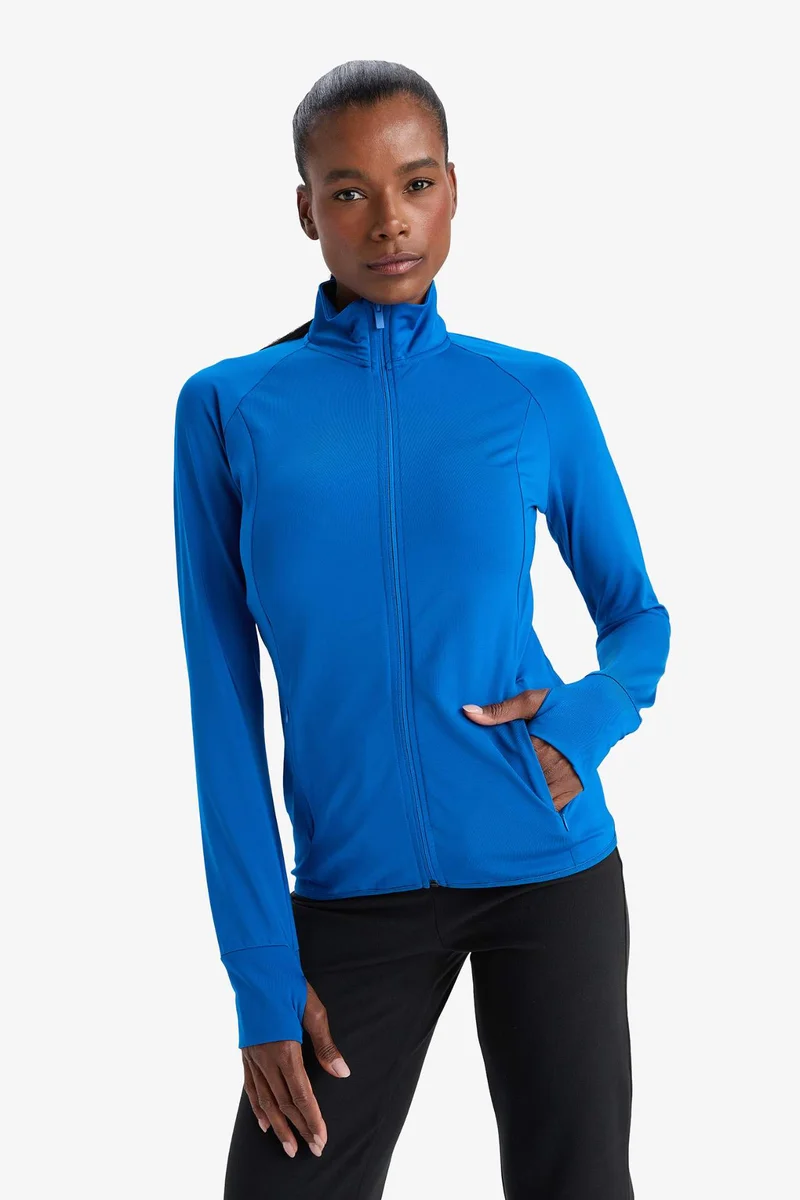 ديفاكتو DeFactoFit Fitted Stand Collar Sports Zip-Up Sweatshirt