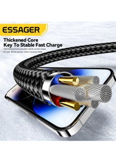 ESSAGER 4 In 1 Usb Data Cable, 65W PD Fast Charging Wire Type Charging Cable, Portable And Durable High Speed Data Transfer Cable For Mobile Phones And Tablets, (1pc, 1m Length, Blue)  - Image 3