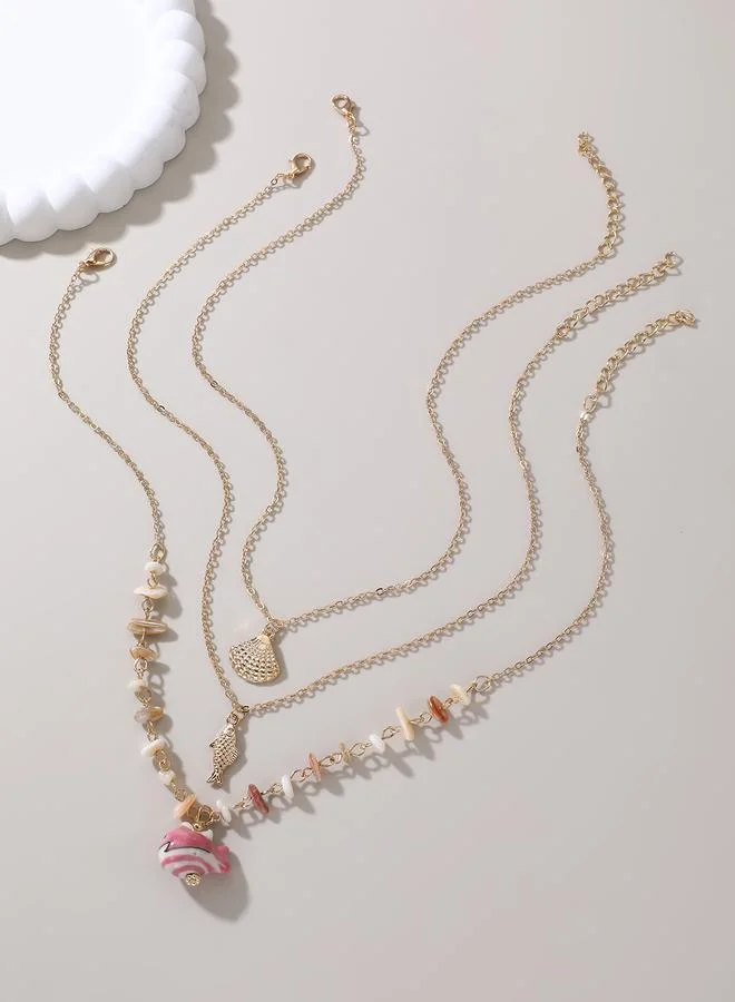 تايك تو Set Of 3 - Shell Pendant Necklace
