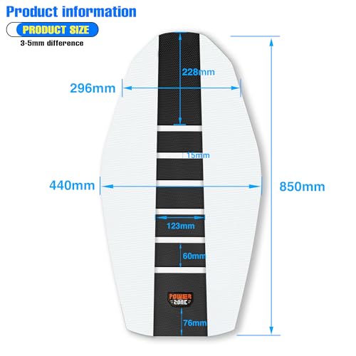 MCHMFG Universal Ribbed Dirt Bike Seat Cover - Gripper Soft Seat Cover for Most Dirt Pit Bike Motorcycle (White-Black) - Image 3