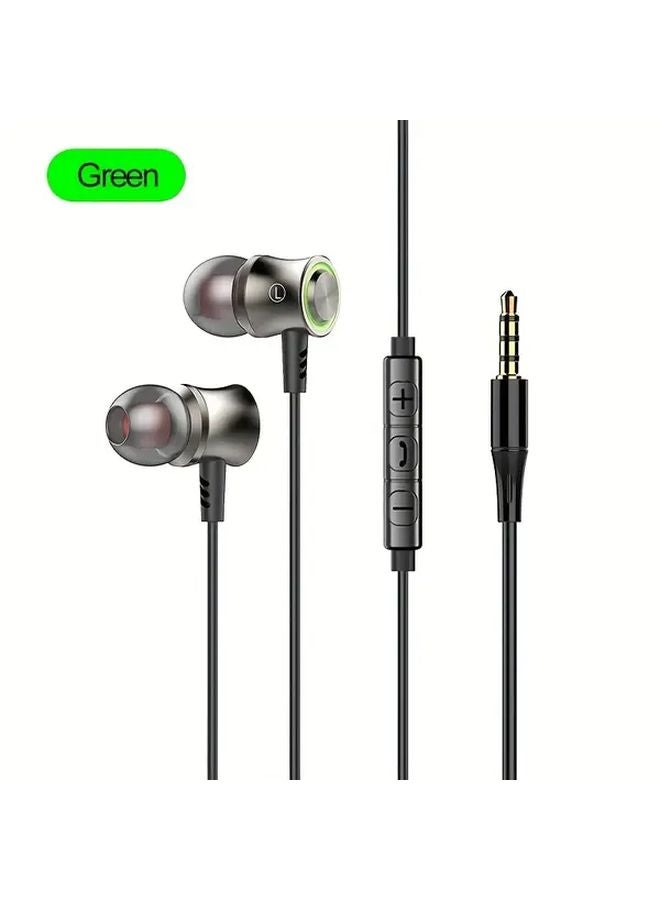 Green USB C Wired Earbuds with Microphone 3 5mm Jack for Samsung Galaxy S24 S23 - Image 1