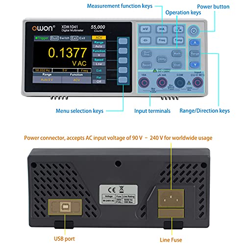 OWON XDM1041 Bench-Type Digital Multimeter True RMS High Accuracy Universal Desktop Multimeters - Image 5