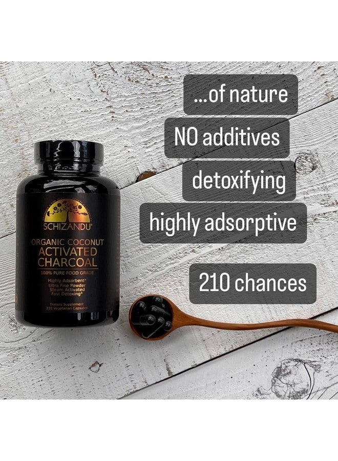 Activated Coconut Charcoal Capsules 100% Pure Detox Non Gmo ; 210 Pills ; Use For Detoxification Teeth Whitening Digestive Health Prevention