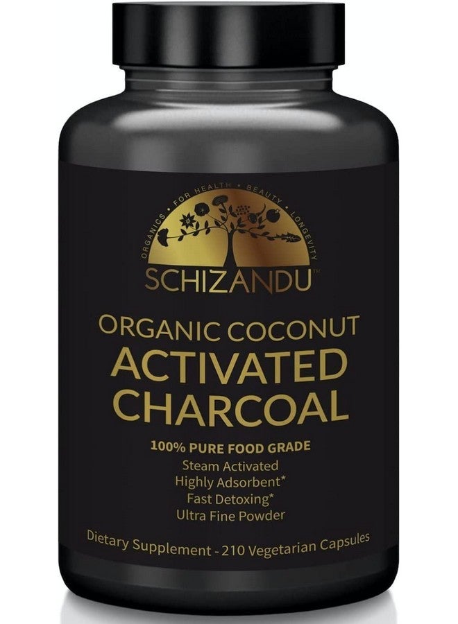 Activated Coconut Charcoal Capsules 100% Pure Detox Non Gmo ; 210 Pills ; Use For Detoxification Teeth Whitening Digestive Health Prevention