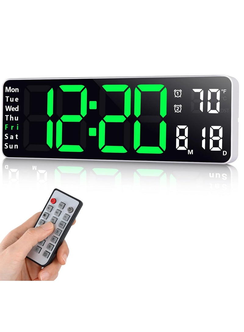 RATSAW 13 Inch LED Display Digital Wall Clocks with Day and Date Modern Wall Clocks for Living Room Silent Wall Clocks for Bedrooms with Remote Control - Image 1