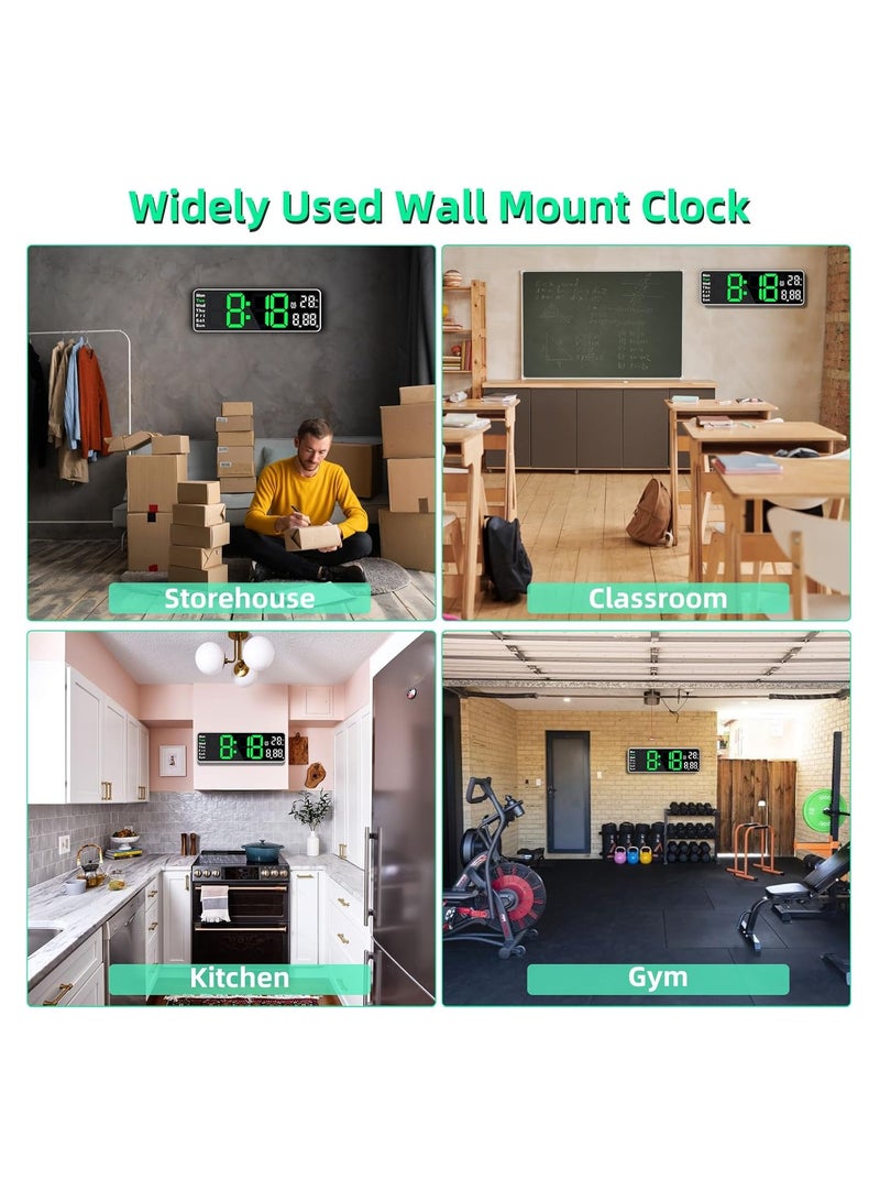 RATSAW 13 Inch LED Display Digital Wall Clocks with Day and Date Modern Wall Clocks for Living Room Silent Wall Clocks for Bedrooms with Remote Control - Image 2