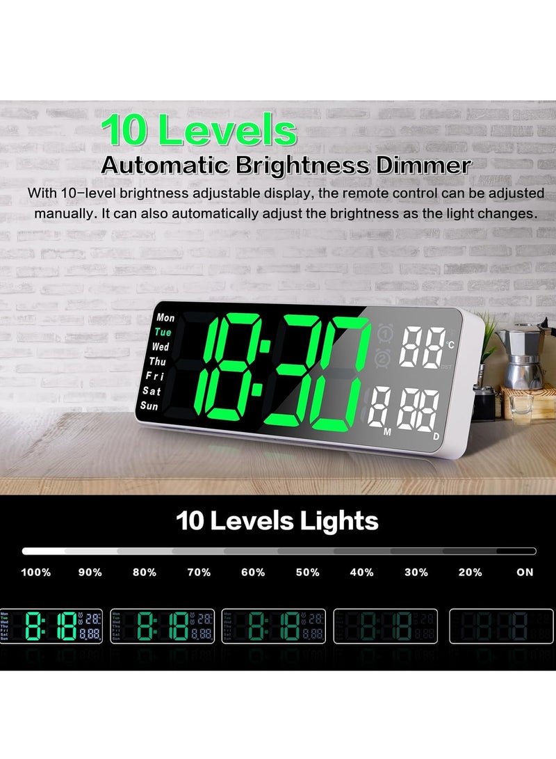 RATSAW 13 Inch LED Display Digital Wall Clocks with Day and Date Modern Wall Clocks for Living Room Silent Wall Clocks for Bedrooms with Remote Control - Image 3
