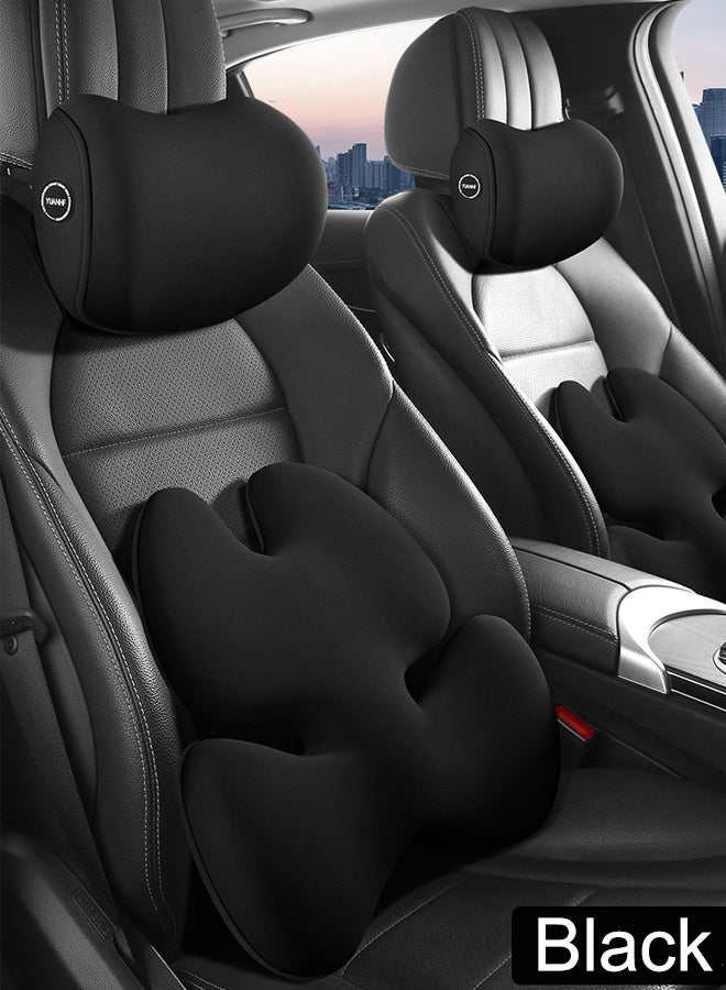 Seat Cushion And Lumbar Support Pillow for Car Back Support Pillow with Memory Foam Pad Back Cushion for Back Pain Relief Improve Posture Cushion - Image 1