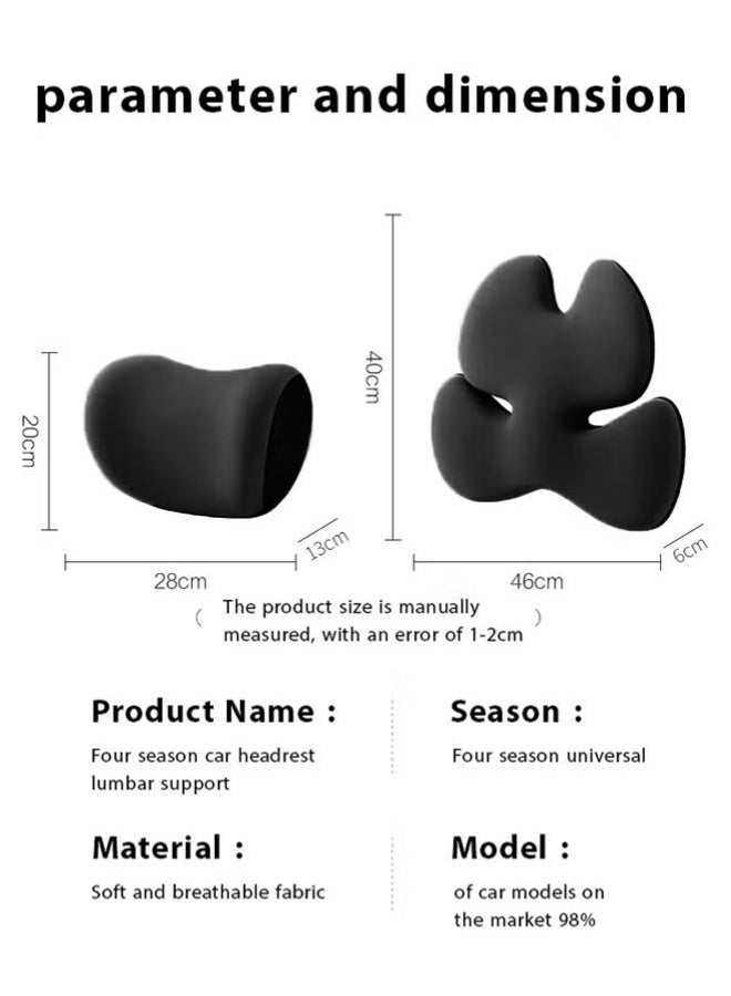 Seat Cushion And Lumbar Support Pillow for Car Back Support Pillow with Memory Foam Pad Back Cushion for Back Pain Relief Improve Posture Cushion - Image 2