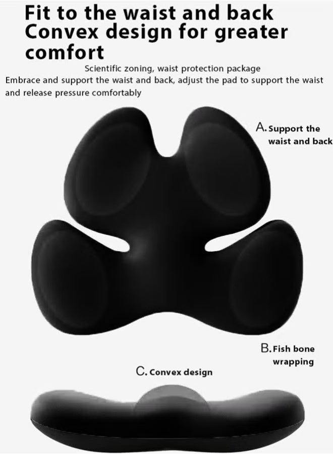 Seat Cushion And Lumbar Support Pillow for Car Back Support Pillow with Memory Foam Pad Back Cushion for Back Pain Relief Improve Posture Cushion - Image 4