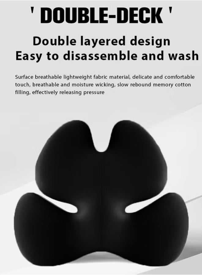 Seat Cushion And Lumbar Support Pillow for Car Back Support Pillow with Memory Foam Pad Back Cushion for Back Pain Relief Improve Posture Cushion - Image 5