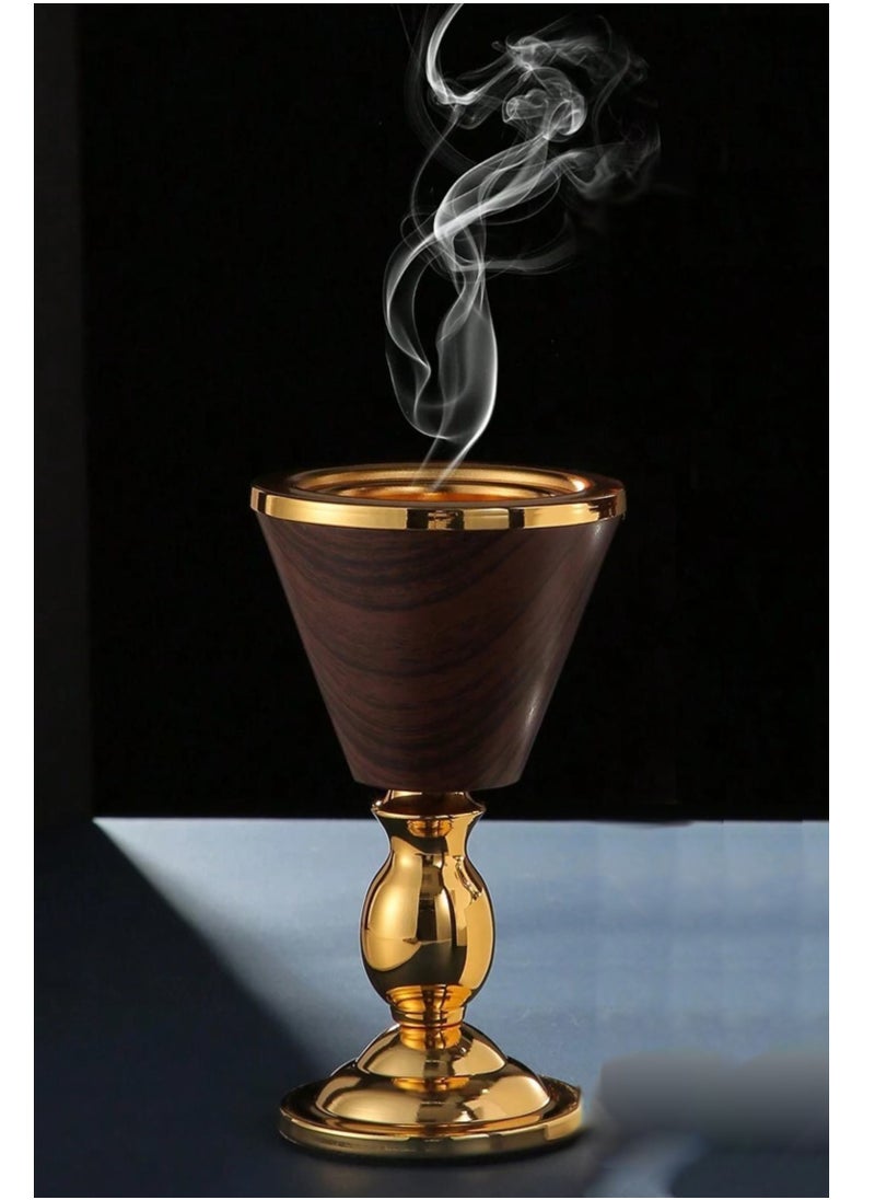 REFAN Modern Luxury Incense Burner in Golden and Wooden Color 
