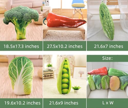 GracesDawn Green Simulation Vegetables red Peppers Broccoli Bitter Melon peas Cabbage Vegetable Stuffed Plush Toys Pillows Lumbar Pillows Ideal Gift for Children Broccoli 185 inches Long - Image 4