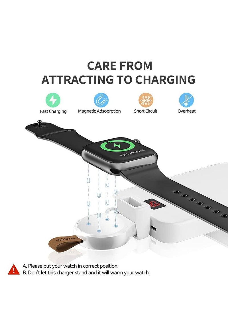 KASTWAVE for Apple Watch Portable USB Wireless Charger Magnetic Fast Charging Travel Charger for Apple Watch Series 7/6/5/4/3/2/1/Se (1 Piece, White)  - Image 3