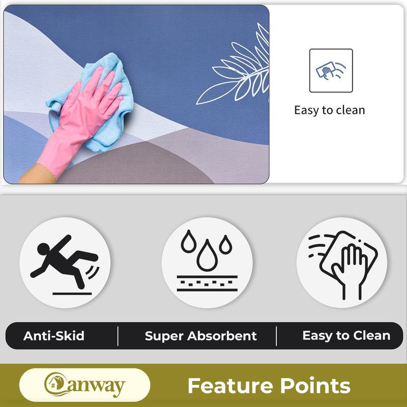 CANWAY Rubber 2 Pcs AntiSkid Kitchen Mats 3Mm Water Absorbent Rug Rectangular Carpets Floor Mat for Home and Kitchen 120X40Cm 40X60Cm Multicolour Leaf Print - Image 5