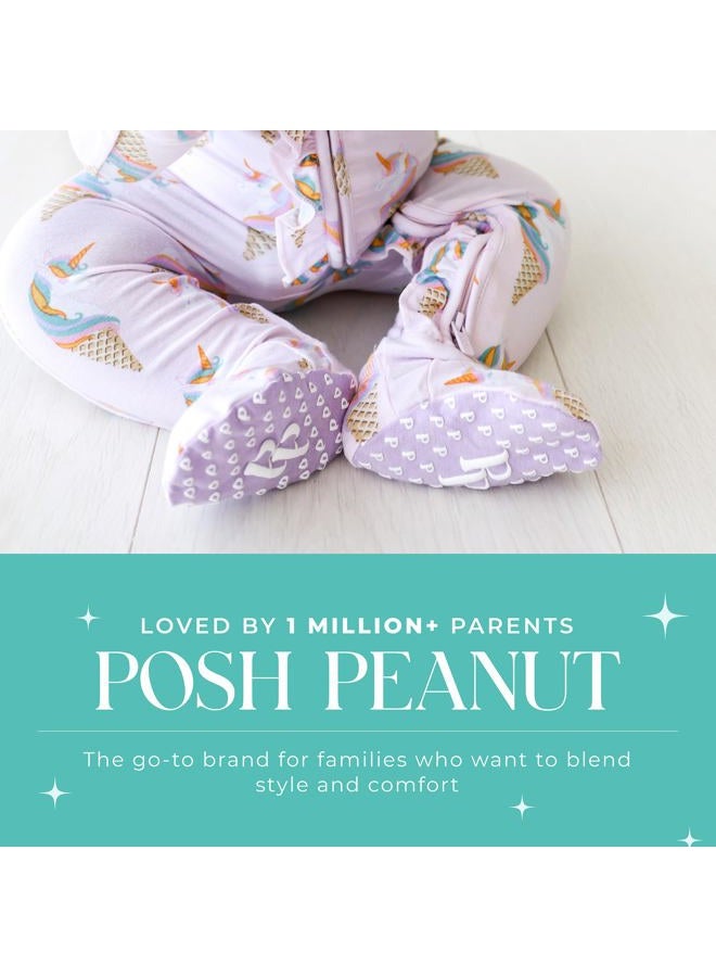 Posh Peanut Baby Footie Ruffled Zippered Rompers - Little Kids Clothes - Girls One Piece PJ - Soft Viscose from Bamboo (Unicorn Ice Cream, 6-9 Months) - Image 5