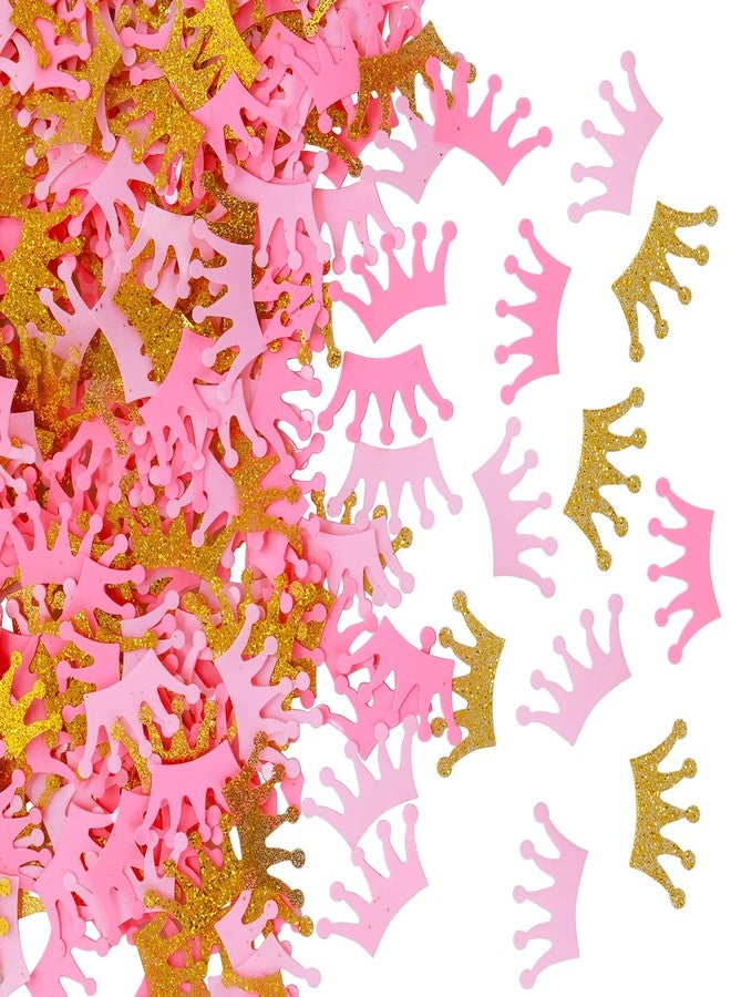 Larrel 300 PCS Crown Confetti, Glitter Crown Decor Table Confetti Princess Party Centerpieces for Birthday Party Table Baby Shower Decorations (Gold,Light Pink, Pink) - Image 1