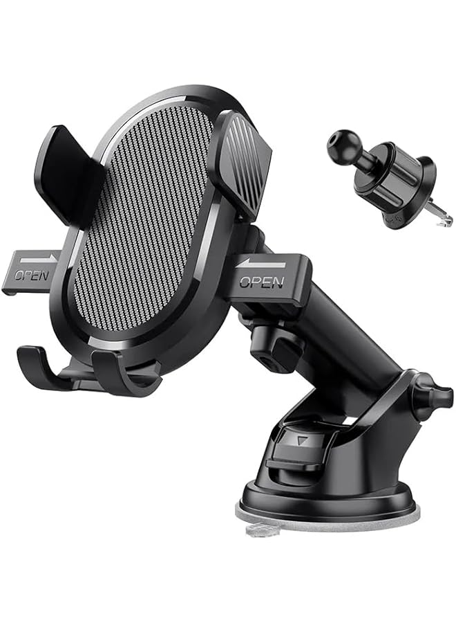 Green Tiger Universal Cell Phone Holder for Car Phone Mount Car Phone Holder Dashboard Windshield Air Vent Long Arm Strong Suction Cell Phone Car Mount Fit for iPhone 11 12 Pro Samsung All Phones (Black)