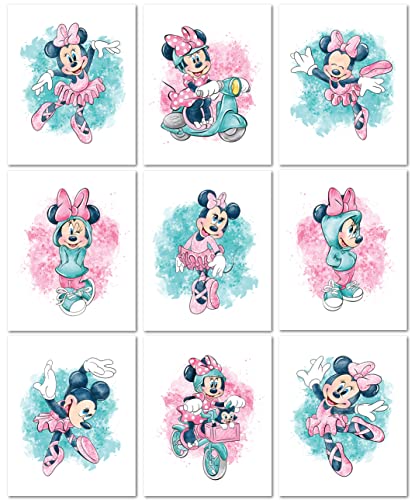 Nistio® Minnie Mouse Wall Prints, Minnie Mouse Wall Art for Girls, Minnie Mouse Wall Décor, Set of 9, 8x10 inches (Unframed) - Image 1