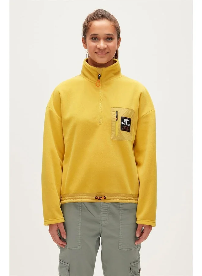 Bad Bear Eva Half-Zip Cider Yellow Half-Zipper Women's Polar Sweatshirt.