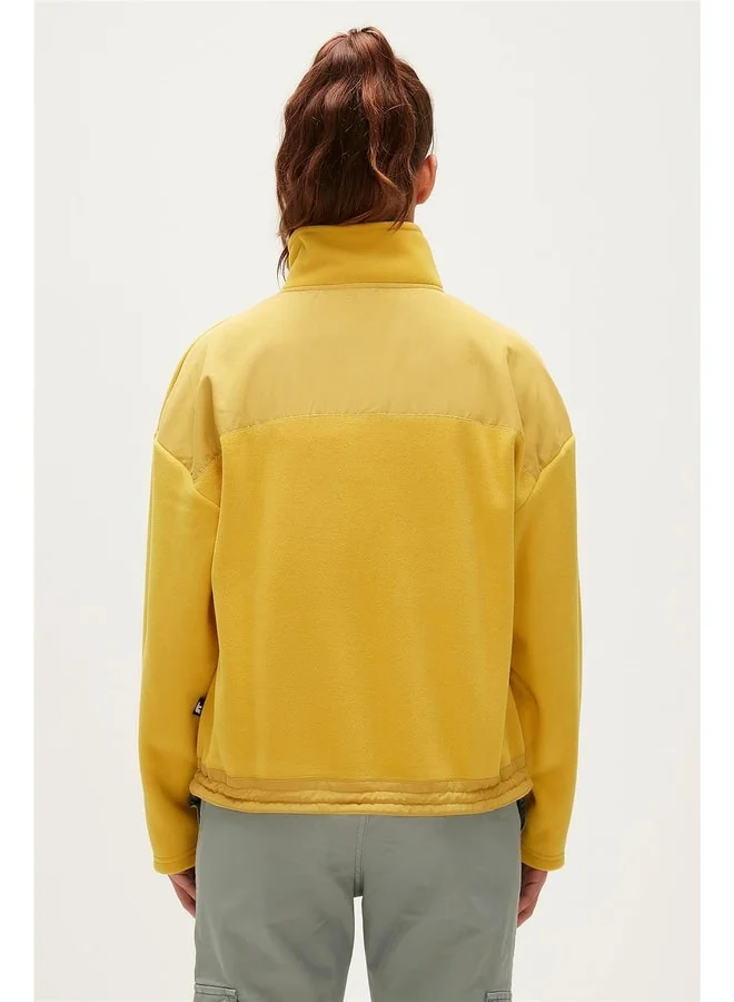 Bad Bear Eva Half-Zip Cider Yellow Half-Zipper Women's Polar Sweatshirt.