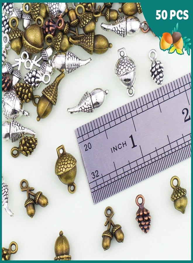 JIALEEY Pine Cone Acorn Charms Collection Mixed Tibetan Style Alloy Pinecone Pendants Nature Nuts Charm for Jewelry Making Accessory 50pcs(100g) - Image 4