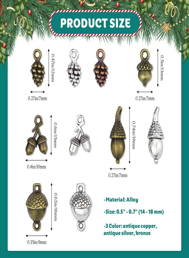 JIALEEY Pine Cone Acorn Charms Collection Mixed Tibetan Style Alloy Pinecone Pendants Nature Nuts Charm for Jewelry Making Accessory 50pcs(100g) - Image 2