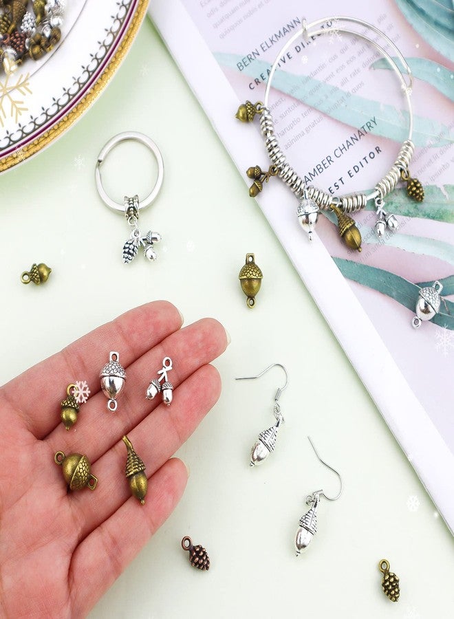 JIALEEY Pine Cone Acorn Charms Collection Mixed Tibetan Style Alloy Pinecone Pendants Nature Nuts Charm for Jewelry Making Accessory 50pcs(100g) - Image 3