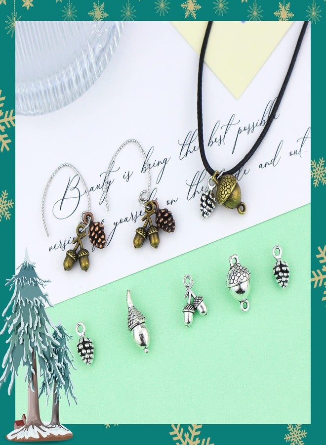 JIALEEY Pine Cone Acorn Charms Collection Mixed Tibetan Style Alloy Pinecone Pendants Nature Nuts Charm for Jewelry Making Accessory 50pcs(100g) - Image 5