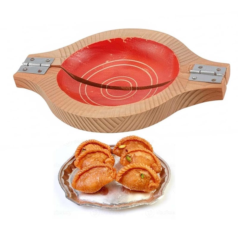 Ervio Wooden Gavvalu Maker Board & Gujiya Mould Combo – Handcrafted Peeta Chekka for Sweet Shells, Pasta, Karanji, Kajjikayalu – Traditional Dough Press & Shaper Tool for Indian Cooking & Baking - Image 3