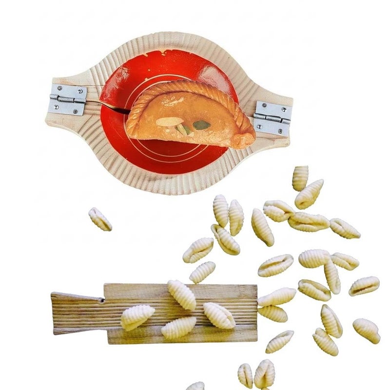 Ervio Wooden Gavvalu Maker Board & Gujiya Mould Combo – Handcrafted Peeta Chekka for Sweet Shells, Pasta, Karanji, Kajjikayalu – Traditional Dough Press & Shaper Tool for Indian Cooking & Baking - Image 5