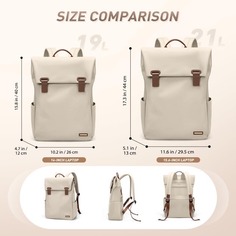 GOLF QUALITY Women Laptop Backpack Computer Backpacks Carry On Waterproof backpack Fits 14Inch Notebook Travel Commute College (Apricot) - Image 3