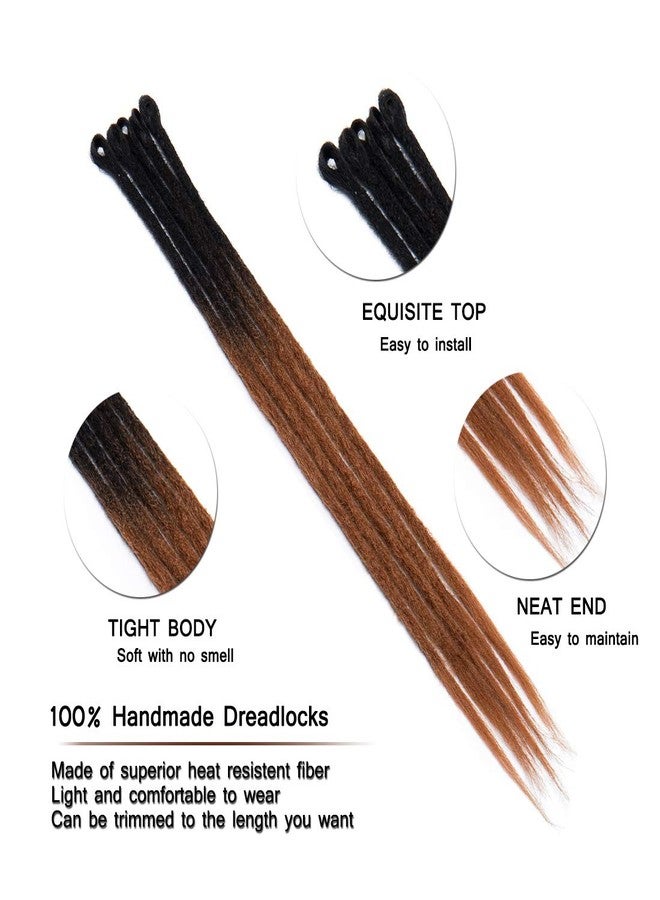 SEGO Ombre Dreadlock Extensions for Women/Men Bicolor Synthetic Handmade Dread Extension Long Single Ended Hippie Style Reggae Hair #Natural Black mix Medium Brown 20 Count 24 Inch - Image 2