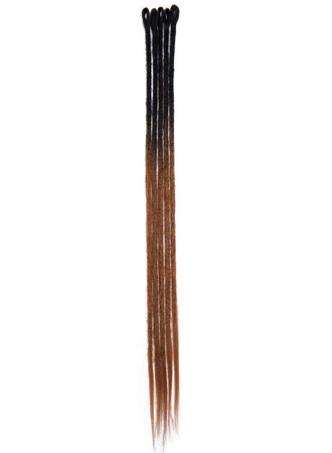 SEGO Ombre Dreadlock Extensions for Women/Men Bicolor Synthetic Handmade Dread Extension Long Single Ended Hippie Style Reggae Hair #Natural Black mix Medium Brown 20 Count 24 Inch - Image 5