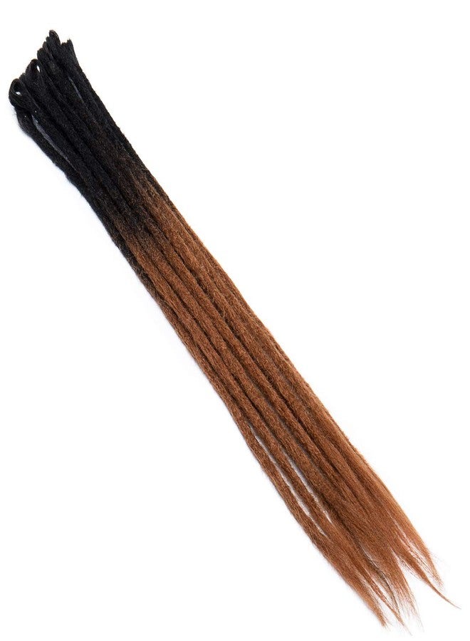SEGO Ombre Dreadlock Extensions for Women/Men Bicolor Synthetic Handmade Dread Extension Long Single Ended Hippie Style Reggae Hair #Natural Black mix Medium Brown 20 Count 24 Inch - Image 3