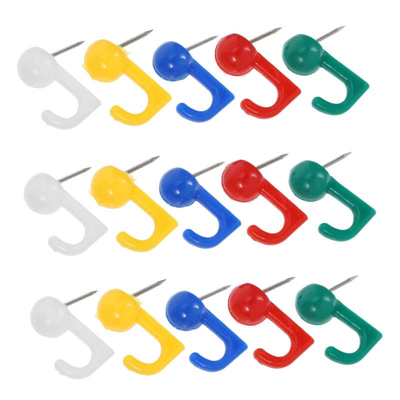 Assorted Color Push Pin Hooks Wall Hangers Without Nails No Damage Cork Board Tacks - Image 2