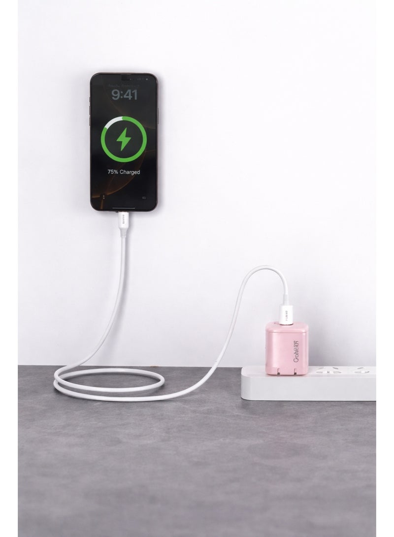ماس شاحن USB-C سريع بقدرة 20 واط مع قابس قابل للطي، موديل: MA-HC11، شاحن PowerPort III مكعب بقوة 20 واط لأجهزة iPhone 14/14 Plus/14 Pro/14 Pro Max/13، وGalaxy، وPixel 4/3، وiPad/iPad Mini، لون وردي - ضمان محلي لمدة عام - Image 4