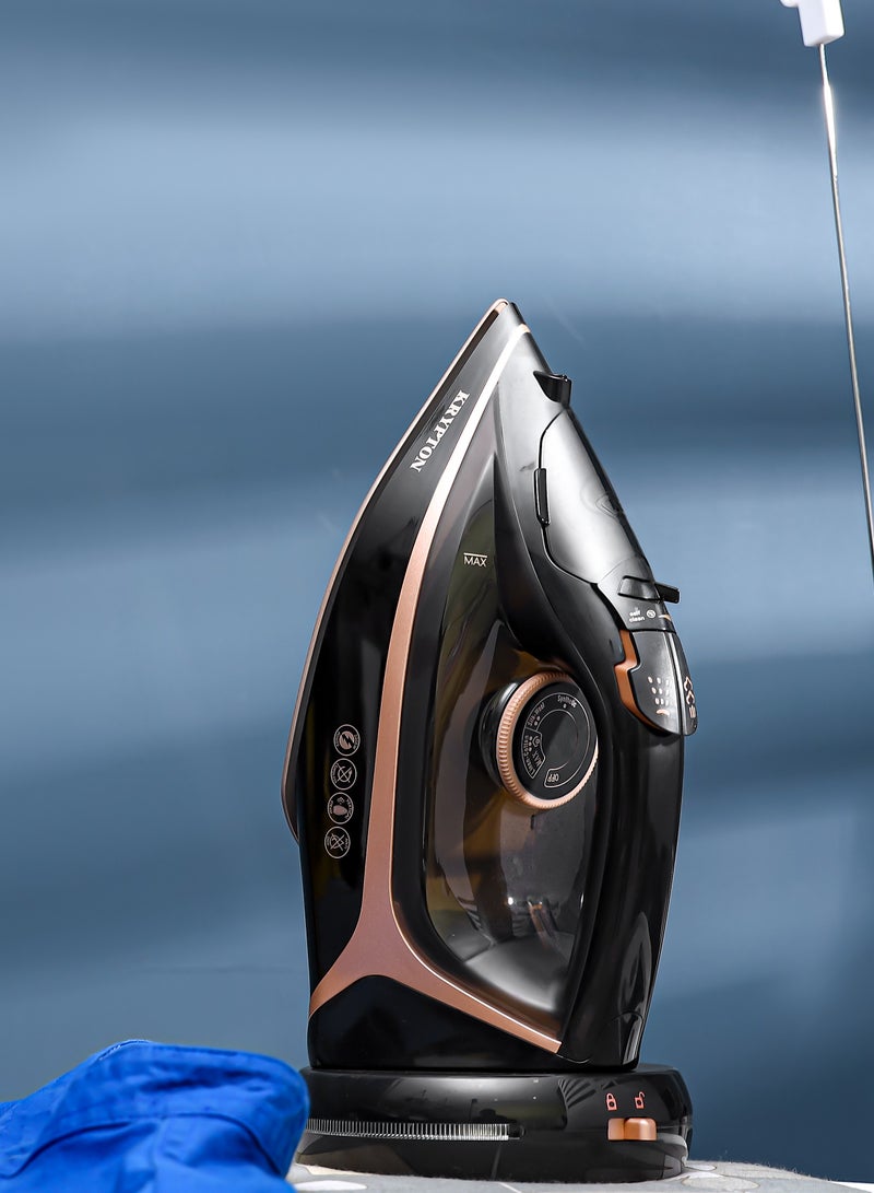 KRYPTON Ceramic Steam Iron | Cord and Cordless Use, Dry Steam Ironing Box with Ceramic Soleplate | Compact and Handy Design with Multiple Functions |300 ml Water Tank | Suitable for All Kinds of Fabric, 2200 W Power | 2 Years Warranty 300 ml 2200 W KNSI6557 Black - Image 5